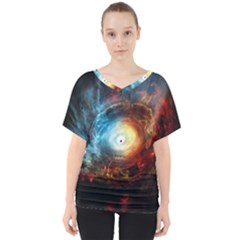 Supermassive Black Hole Galaxy Is Hidden Behind Worldwide Network V-neck Dolman Drape Top by Mariart