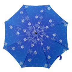 Winter Blue Snowflakes Rain Cool Hook Handle Umbrellas (large)