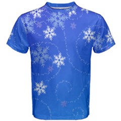 Winter Blue Snowflakes Rain Cool Men s Cotton Tee