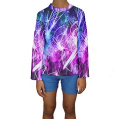 Space Galaxy Purple Blue Kids  Long Sleeve Swimwear by Mariart
