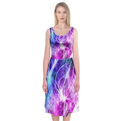 Space Galaxy Purple Blue Midi Sleeveless Dress