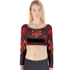 Wonderful Elegant Decoative Heart With Flowers On The Background Long Sleeve Crop Top by FantasyWorld7