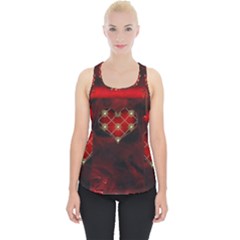 Wonderful Elegant Decoative Heart With Flowers On The Background Piece Up Tank Top by FantasyWorld7