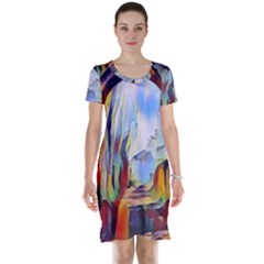 Abstract Tunnel Short Sleeve Nightdress