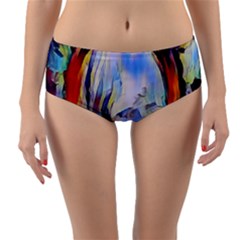 Abstract Tunnel Reversible Mid-waist Bikini Bottoms by NouveauDesign