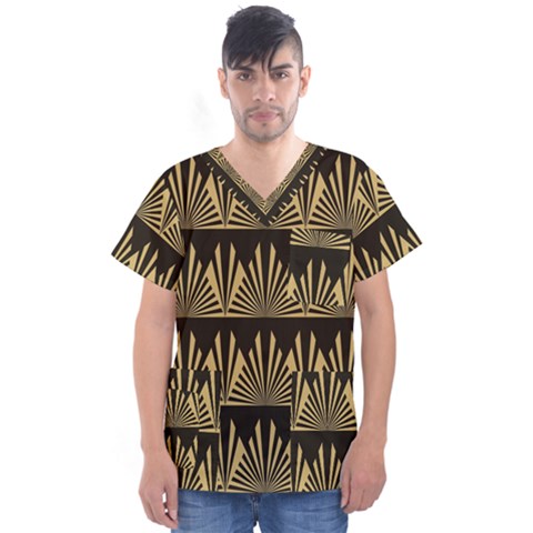 Art Deco Men s V-neck Scrub Top by NouveauDesign