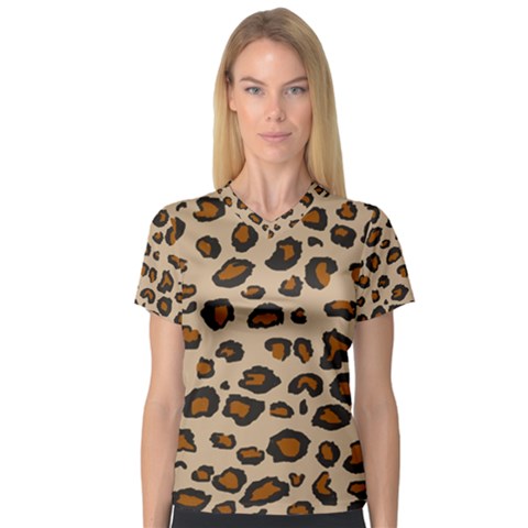 Pink Leopard  V-neck Sport Mesh Tee by TRENDYcouture