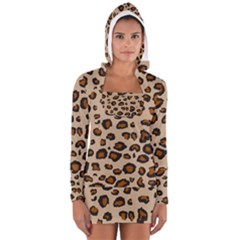 Leopard Print Long Sleeve Hooded T-shirt