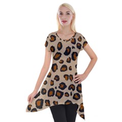 Leopard  Short Sleeve Side Drop Tunic