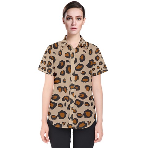 Leopard Print  Women s Short Sleeve Shirt by TopitOff