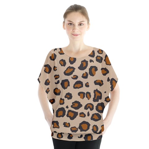 Leopard  Batwing Chiffon Blouse by TopitOff