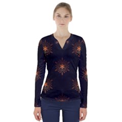 Winter Pattern 11 V-Neck Long Sleeve Top