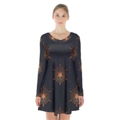 Winter Pattern 11 Long Sleeve Velvet V-neck Dress