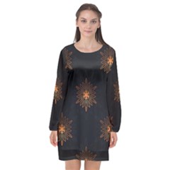 Winter Pattern 11 Long Sleeve Chiffon Shift Dress 