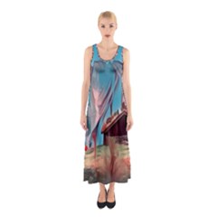 Modern Norway Painting Sleeveless Maxi Dress by NouveauDesign