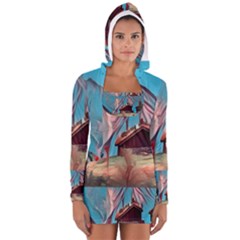 Modern Norway Painting Long Sleeve Hooded T-shirt by NouveauDesign