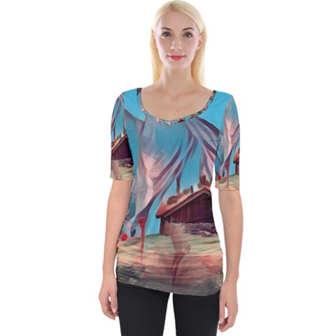 Modern Norway Painting Wide Neckline Tee by NouveauDesign