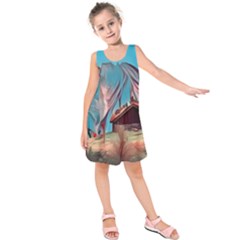Modern Norway Painting Kids  Sleeveless Dress by NouveauDesign