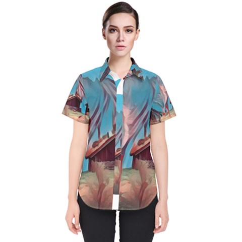 Modern Norway Painting Women s Short Sleeve Shirt by NouveauDesign