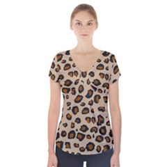 Leopard Print Short Sleeve Front Detail Top by TRENDYcouture