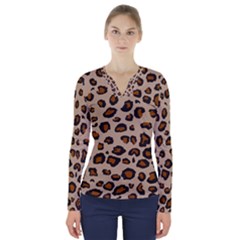 Leopard Print V-neck Long Sleeve Top by TRENDYcouture