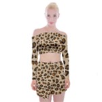 Leopard Print Off Shoulder Top with Skirt Set