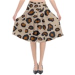 Leopard Print Flared Midi Skirt