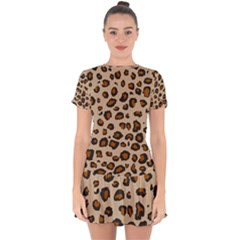 Leopard Print Drop Hem Mini Chiffon Dress by TRENDYcouture