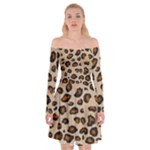 Leopard Print Off Shoulder Skater Dress