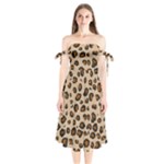 Leopard Print Shoulder Tie Bardot Midi Dress