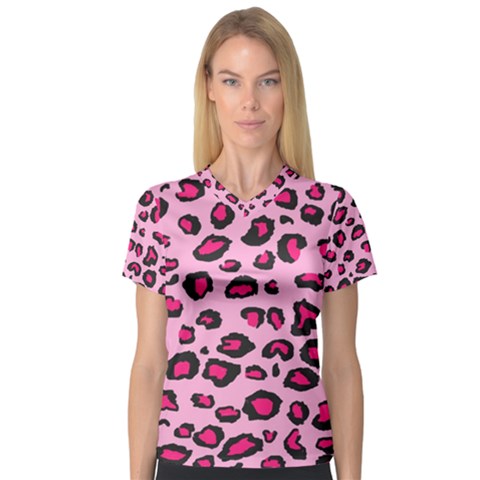 Pink Leopard V-neck Sport Mesh Tee by TRENDYcouture