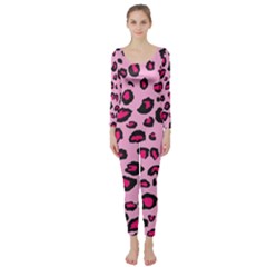 Pink Leopard Long Sleeve Catsuit