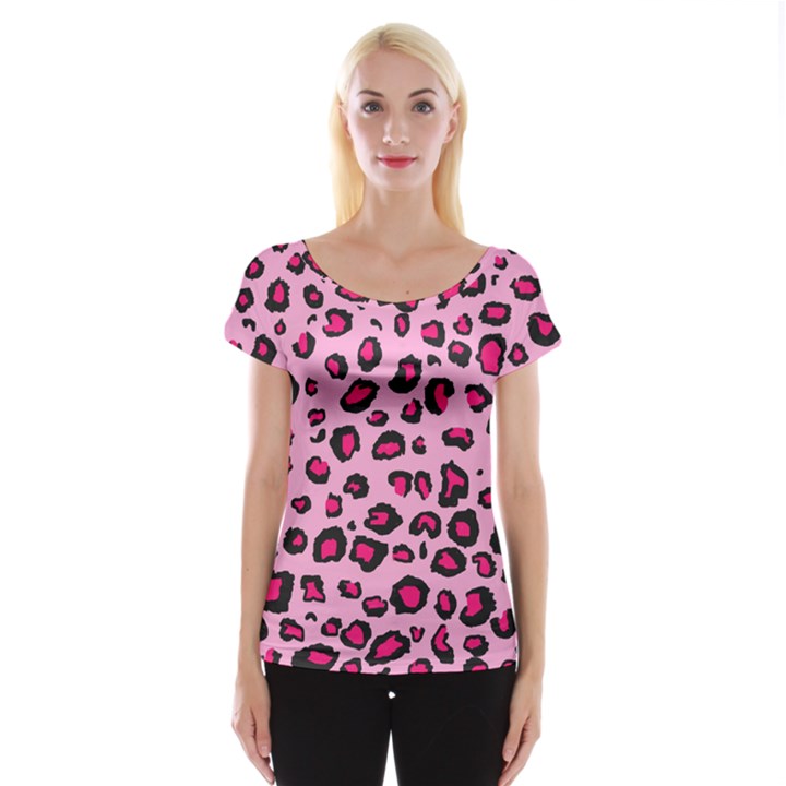 Pink Leopard Cap Sleeve Tops