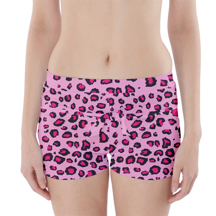 Pink Leopard Boyleg Bikini Wrap Bottoms