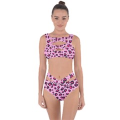 Pink Leopard Bandaged Up Bikini Set 