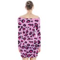 Pink Leopard Long Sleeve Off Shoulder Dress View2