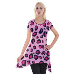 Pink Leopard Short Sleeve Side Drop Tunic