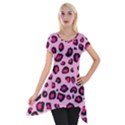 Pink Leopard Short Sleeve Side Drop Tunic View1