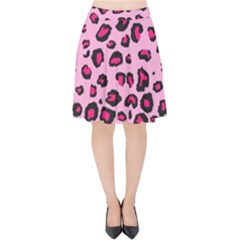 Pink Leopard Velvet High Waist Skirt