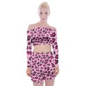 Pink Leopard Off Shoulder Top with Skirt Set View1