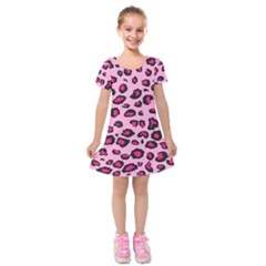 Pink Leopard Kids  Short Sleeve Velvet Dress by TRENDYcouture