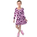 Pink Leopard Kids  Long Sleeve Velvet Dress View1