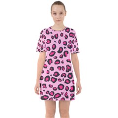 Pink Leopard Sixties Short Sleeve Mini Dress