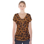 Dark Leopard Short Sleeve Front Detail Top