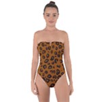 Dark Leopard Tie Back One Piece Swimsuit