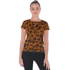 Dark Leopard Short Sleeve Sports Top  by TRENDYcouture