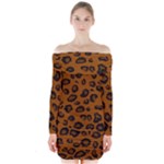 Dark Leopard Long Sleeve Off Shoulder Dress