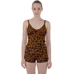 Dark Leopard Tie Front Two Piece Tankini by TRENDYcouture