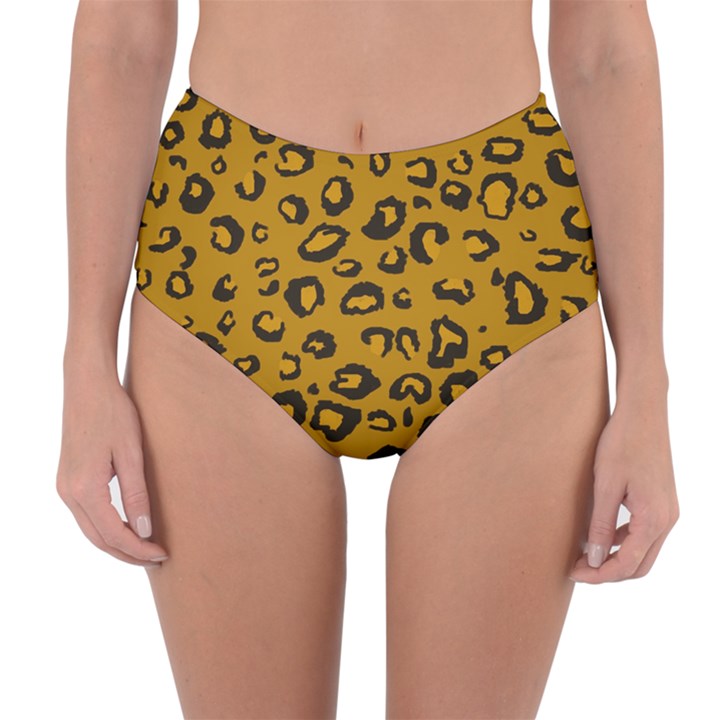 Golden Leopard Reversible High-Waist Bikini Bottoms