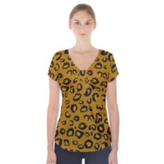 Golden Leopard Short Sleeve Front Detail Top by TRENDYcouture